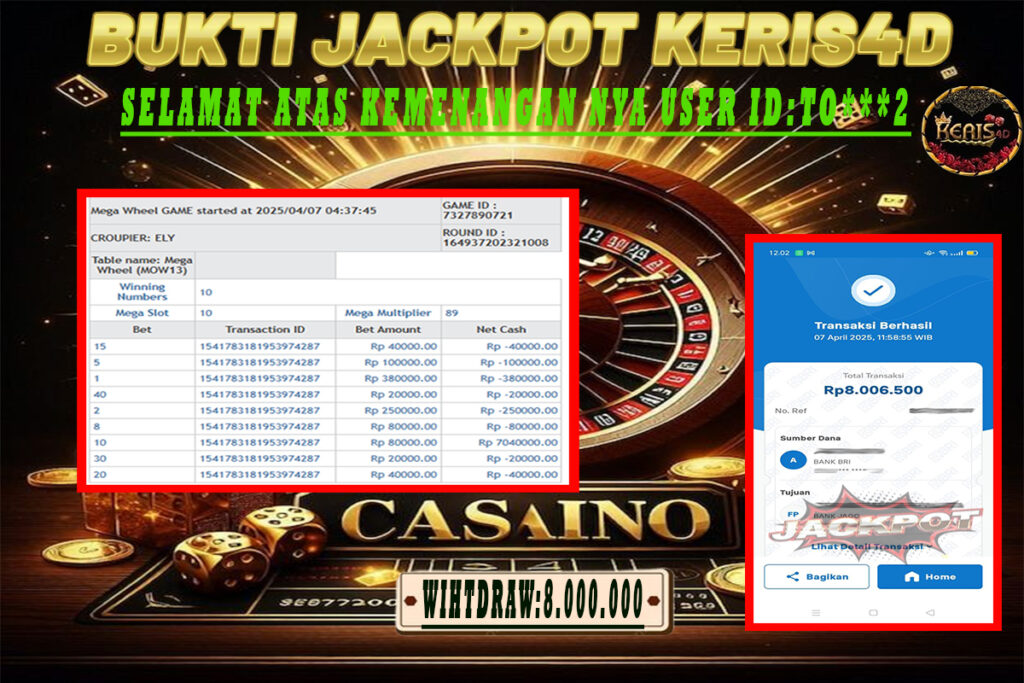JACKPOT MAIN MEGA WHEEL 07 APRIL 2025