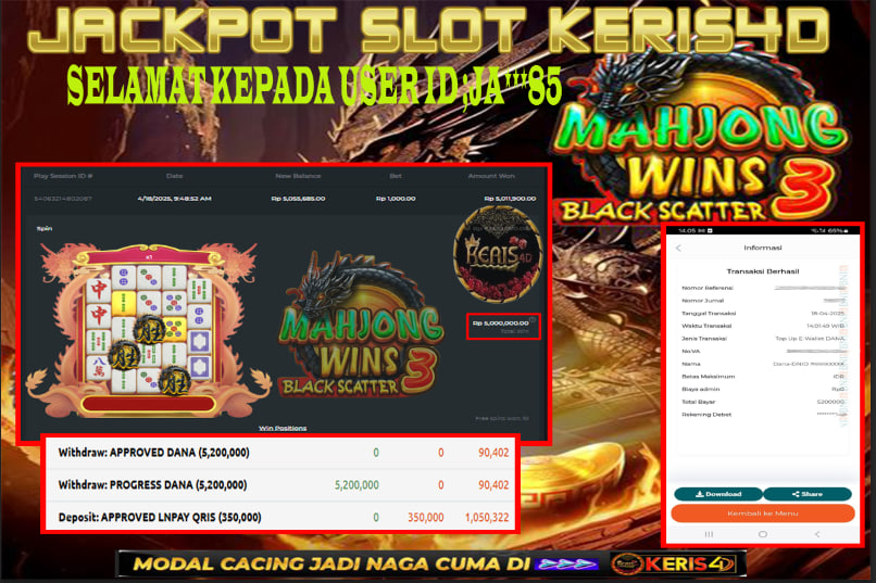 JACKPOT SLOT GACOR MAIN MAHJONG WINS 3 BLACK SCATTER 18 APRIL 2025